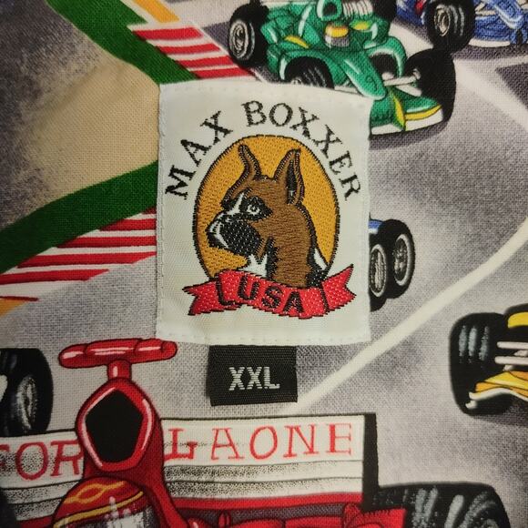 Max Boxxer Men's XXL Gray Race-Car Theme Hawaiian Shirt - Picture 3 of 4